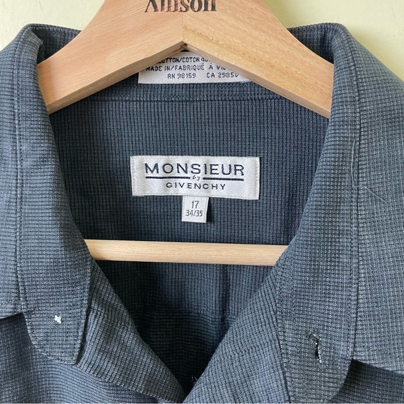 Givenchy Monsieur Blue/Gray Button Up Designer Shirt SZ 17 34/35 - Picture 4 of 9